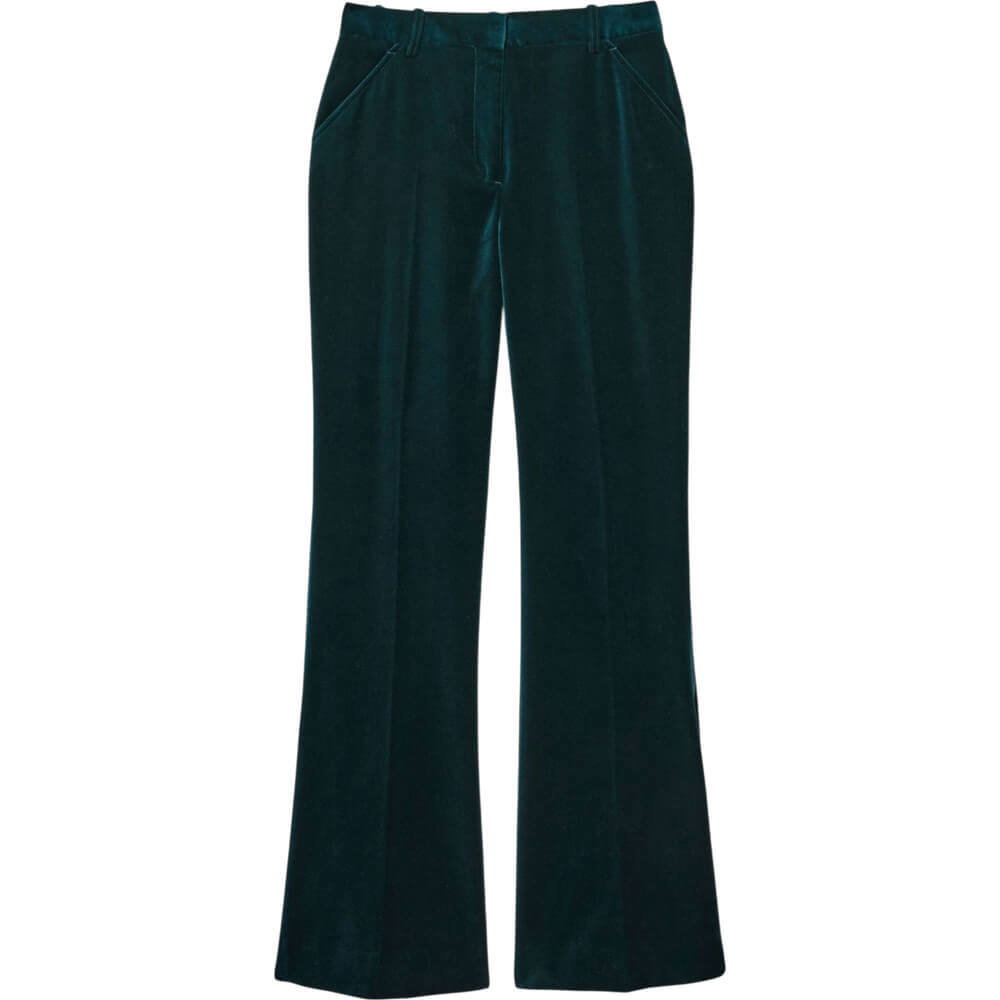 REISS PARISA Teal Velvet Flared Suit Trousers